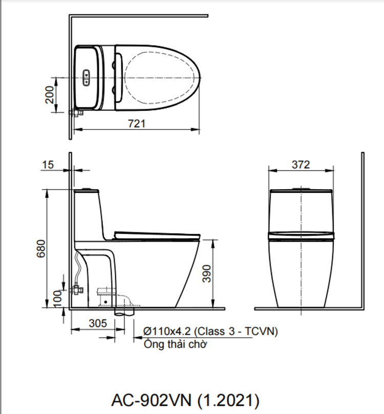 Bồn cầu 1 khối INAX AC-902VN