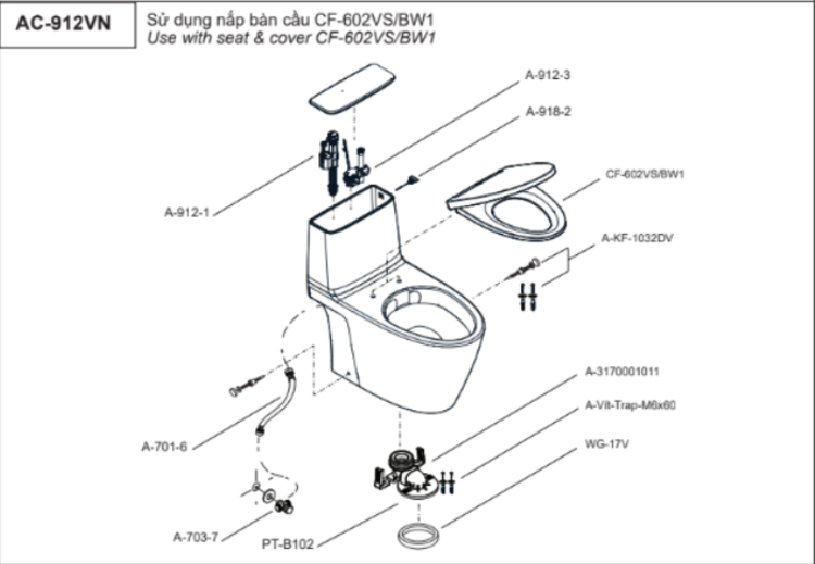 Bồn cầu 1 khối INAX AC-912VN