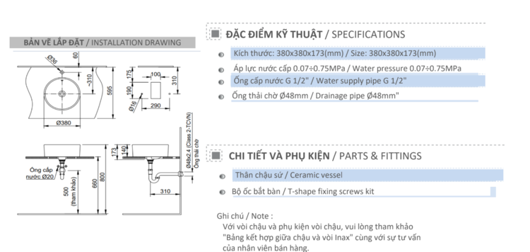 Chậu rửa đặt bàn INAX AL-295V