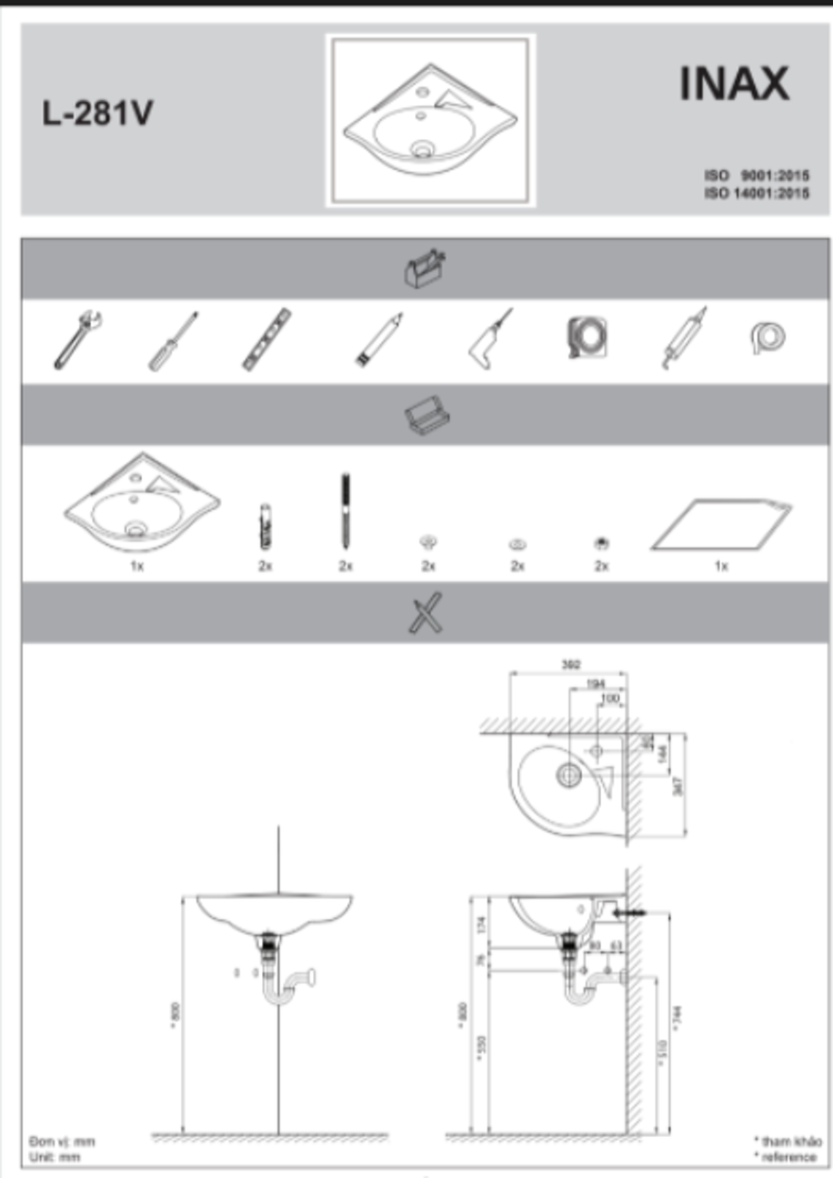 Chậu rửa góc INAX L-281V